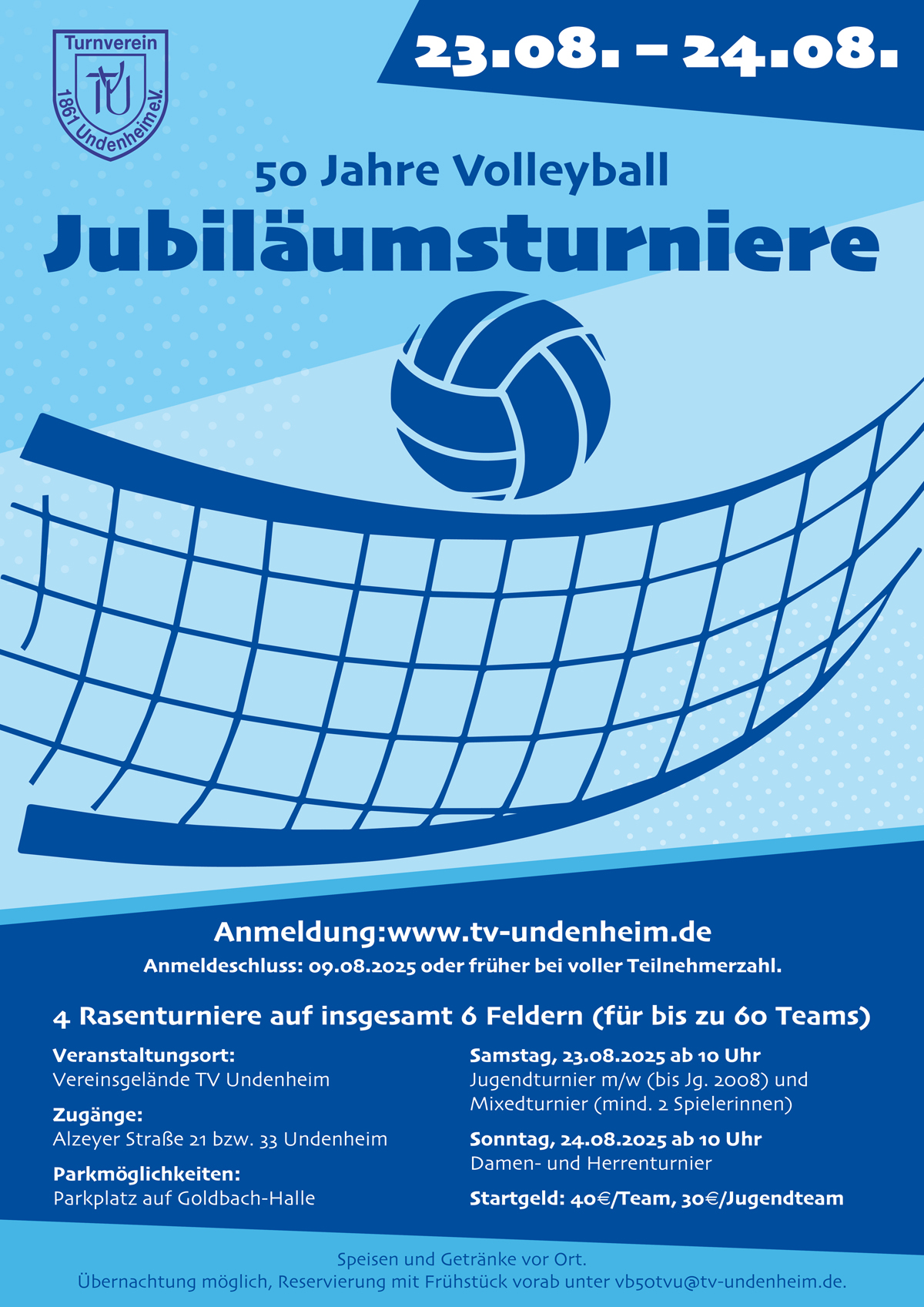 23.-24. August 2025 – Jubiläumsturniere anlässlich 50 Jahre Volleyball beim TVU!